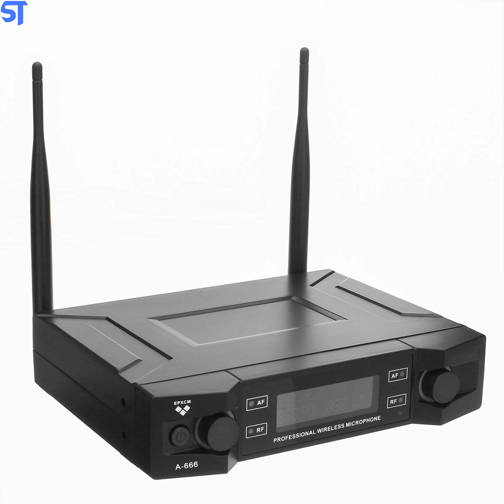 Microfone Profissional Sem Fio UHF Canal Duplo E Frequência Ajustável  - A-666